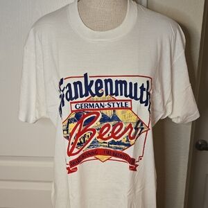 White Frankenmuth Beer XL T-Shirt GERMAN Style Fire Brewed 90's USA